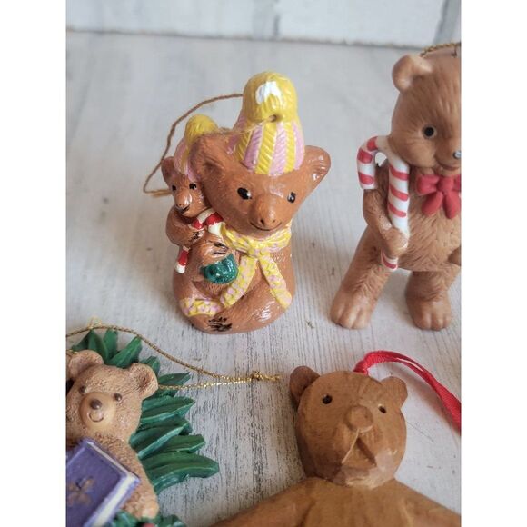 Unique bear candy cane camper variety teddy bear set Xmas ornament decor - Picture 6 of 9